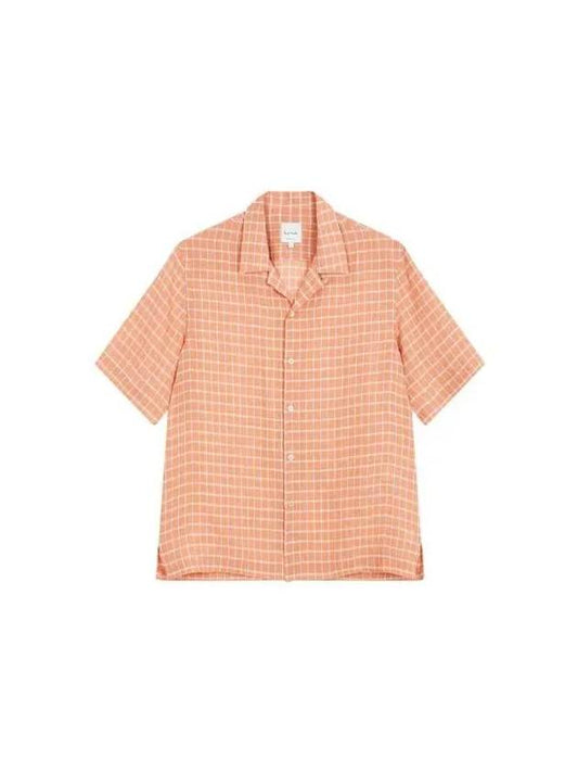 Check pattern regular fit linen shirt orange 271330 - PAUL SMITH - BALAAN 1