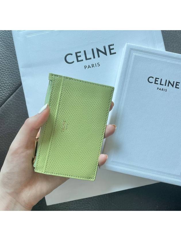 Zipper Grained Calfskin Card Wallet Light Jade - CELINE - BALAAN 7