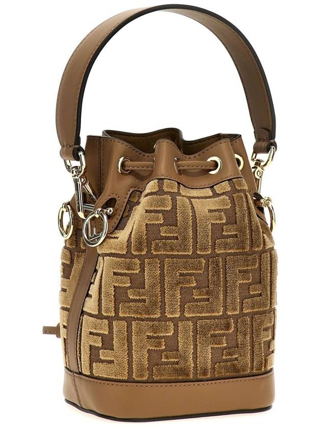 Mon Tresor FF Jacquard Velvet Mini Bucket Bag Brown - FENDI - BALAAN 4