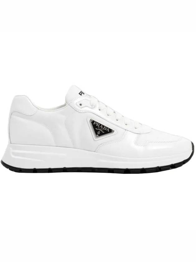 Prax 01 Re-Nylon Brushed Leather Low-Top Sneakers White - PRADA - BALAAN 4