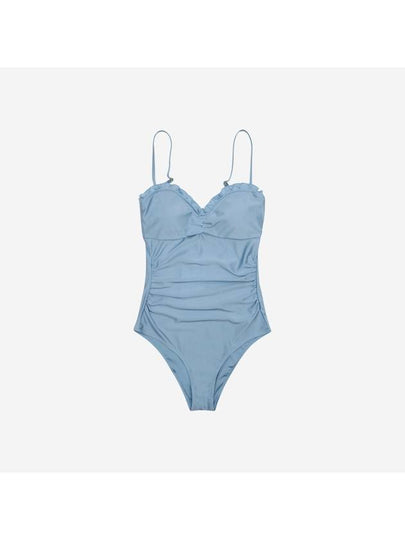 Gathered One-Piece Swimsuit Blue - GANNI - BALAAN 2