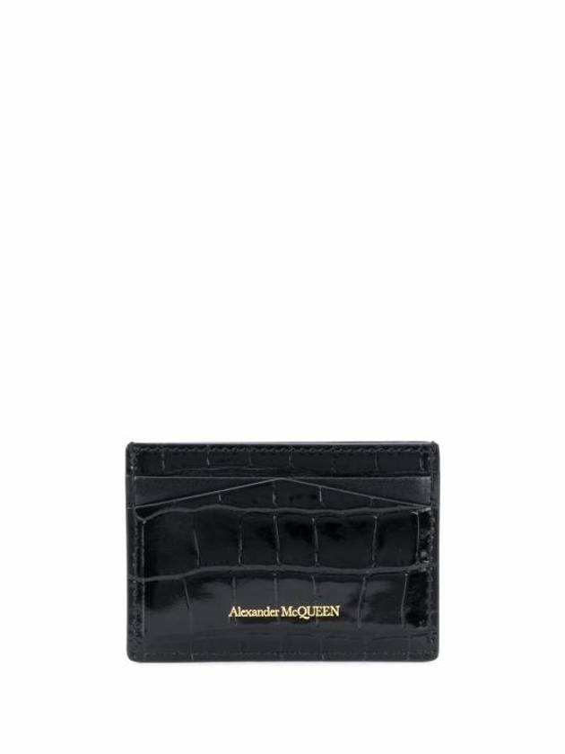 Skull Crocodile Leather Card Wallet Black - ALEXANDER MCQUEEN - BALAAN 3