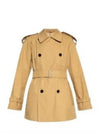 Short Gabardine Trench Coat Beige - BURBERRY - BALAAN 2