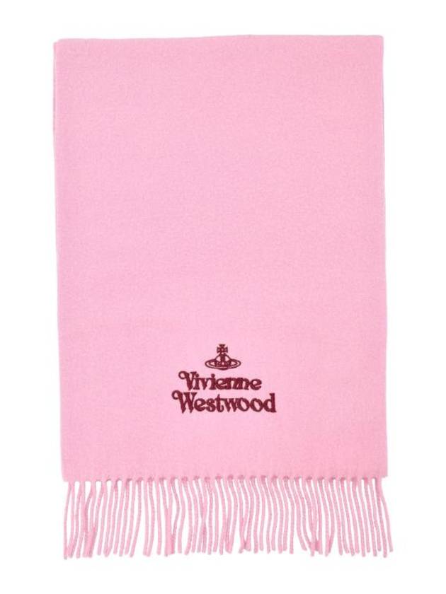 Logo Wool Fringe Muffler Pink - VIVIENNE WESTWOOD - BALAAN 1