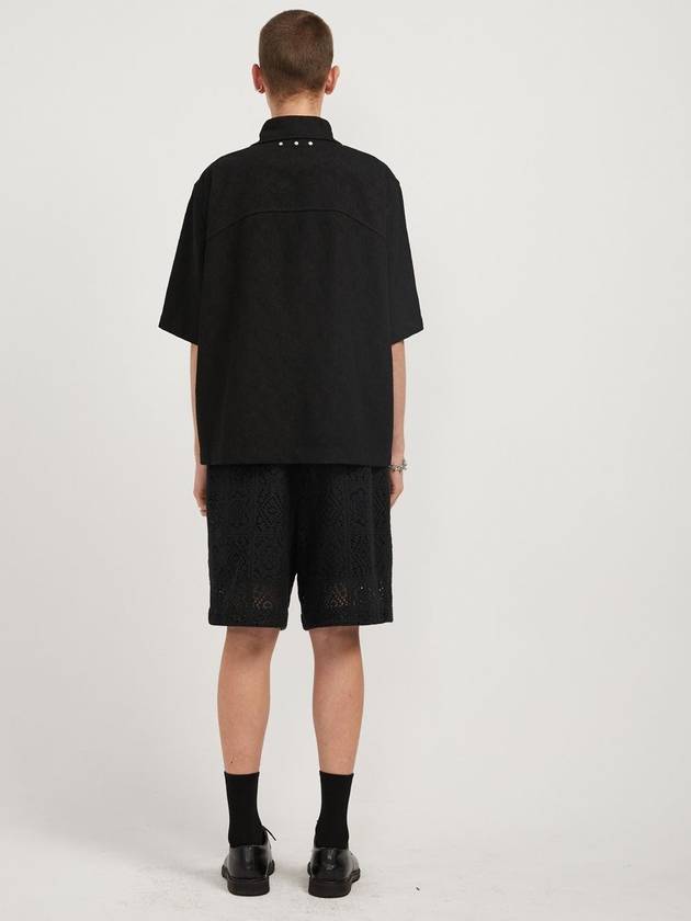 Jacquard Zip-up Short Sleeve Shirt Black - MONTSENU - BALAAN 4