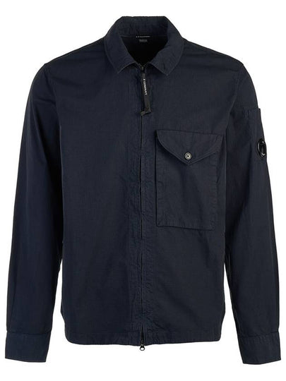 Lens Wappen Long Sleeve Overshirt Zip Up Jacket Navy - CP COMPANY - BALAAN 2