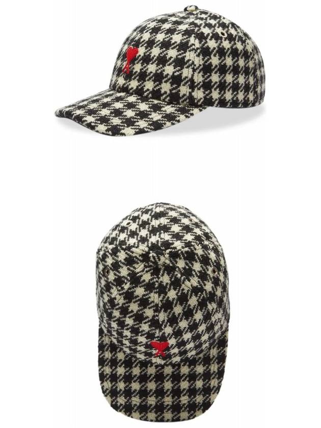 Heart Logo Check Ball Cap White Black - AMI - BALAAN 5