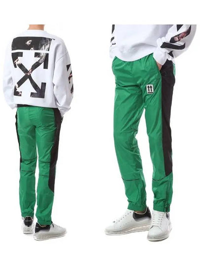 Side Stripe Athleisure Track Pants Green - OFF WHITE - BALAAN 2