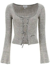 Sparkle Rib Tie Band Lurex Polyester Blouse Grey - GANNI - BALAAN 2