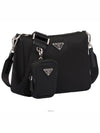 Triangle Logo Re-Nylon Saffiano Leather Shoulder Bag Black - PRADA - BALAAN 3