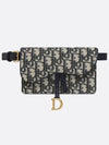 Oblique Jacquard Saddle Belt Pouch Bag Blue - DIOR - BALAAN 4