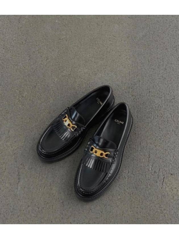 Triomphe Chain Polished Bull Margaret Loafers Black - CELINE - BALAAN 6