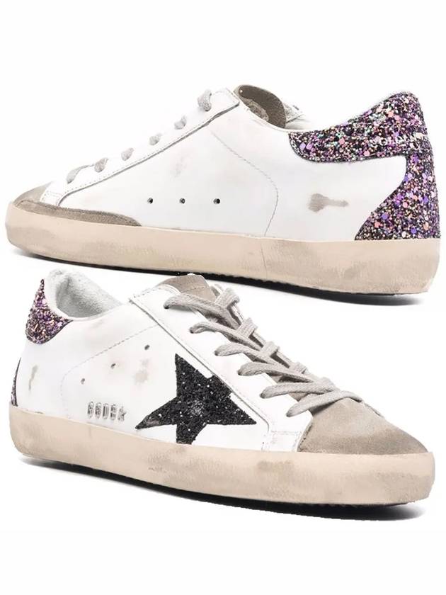 Women's Purple Glitter Tab Superstar Low Top Sneakers White - GOLDEN GOOSE - BALAAN 2