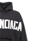 Logo Tape Cotton Hoodie Black - BALENCIAGA - BALAAN 4