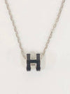 Pop H Pendant Silver Necklace Noir - HERMES - BALAAN 3