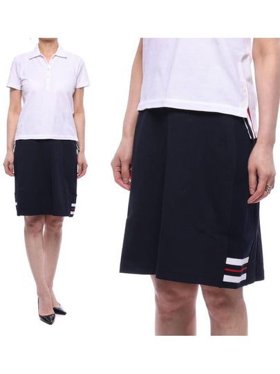 Women's Three Stripes Cricket A Line Skirt Navy - THOM BROWNE - BALAAN 2