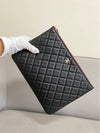 Medium Classic Clutch Bag Caviar Leather & Gold Black - CHANEL - BALAAN 9