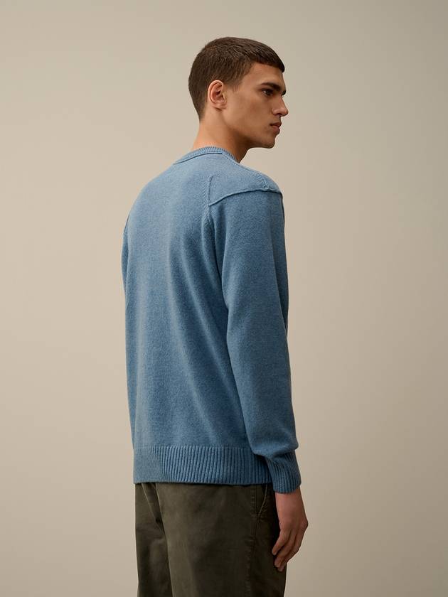 Lambswool GRS Crew Neck Knit Top Blue - CP COMPANY - BALAAN 4