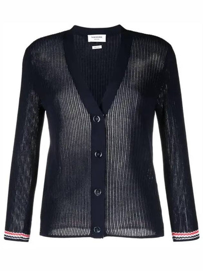 Thom Browne Pointelle RWB Striped Cardigan Navy - THOM BROWNE - BALAAN 2