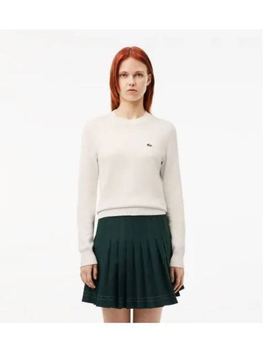 Women s Cotton Blend Crew Neck Sweater OFFWHITE Off White - LACOSTE - BALAAN 1