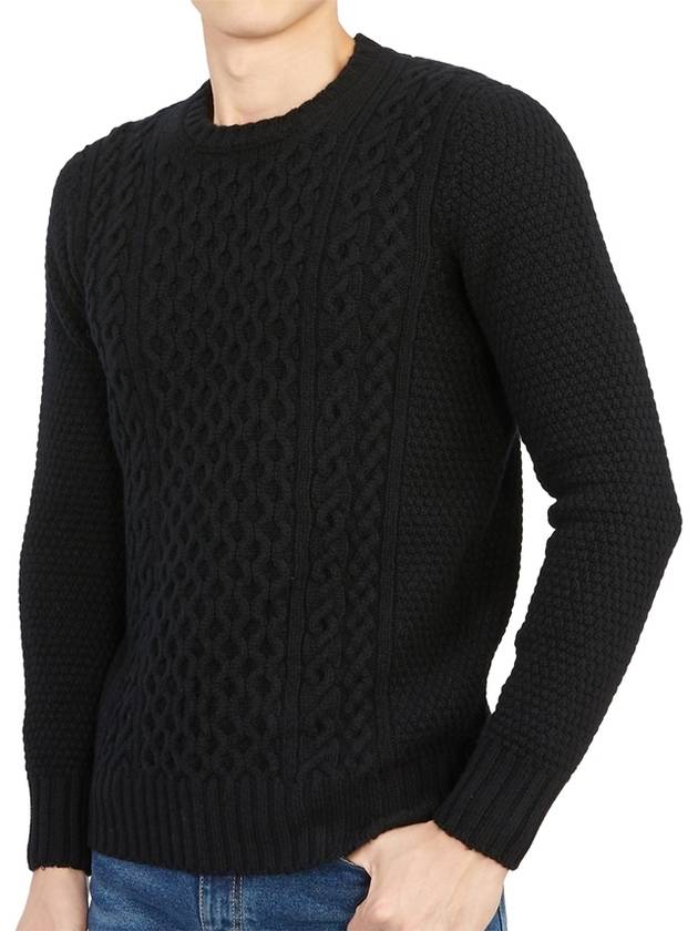 Crew Neck Lambswool Knit Top Black - DRUMOHR - BALAAN 6