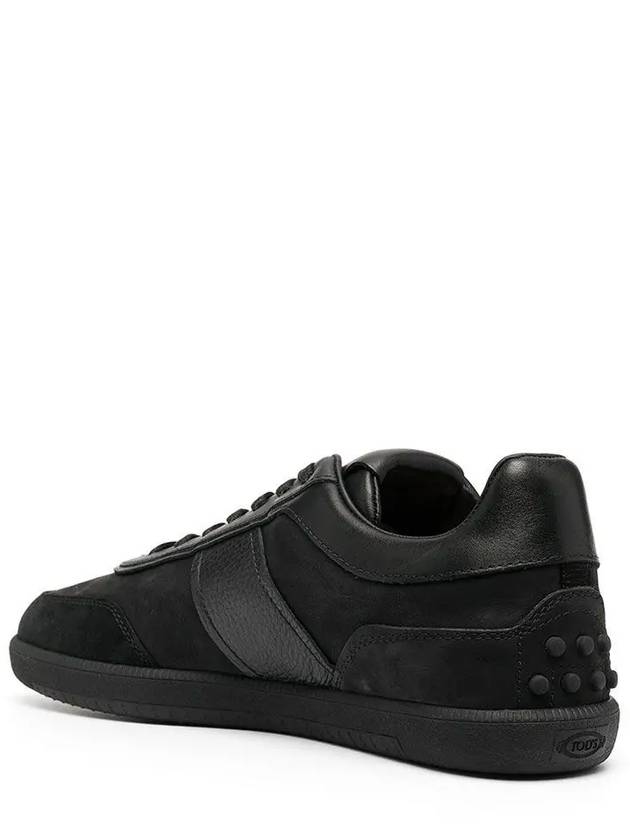 Suede Logo Panel Low-Top Sneakers Black - TOD'S - BALAAN 4