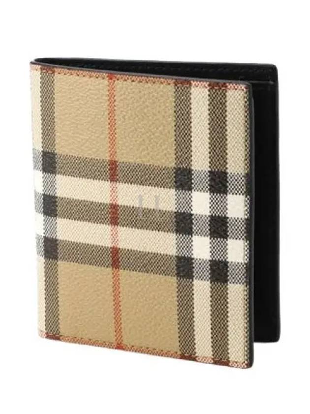 Check Leather Folding Card Wallet Beige - BURBERRY - BALAAN 2