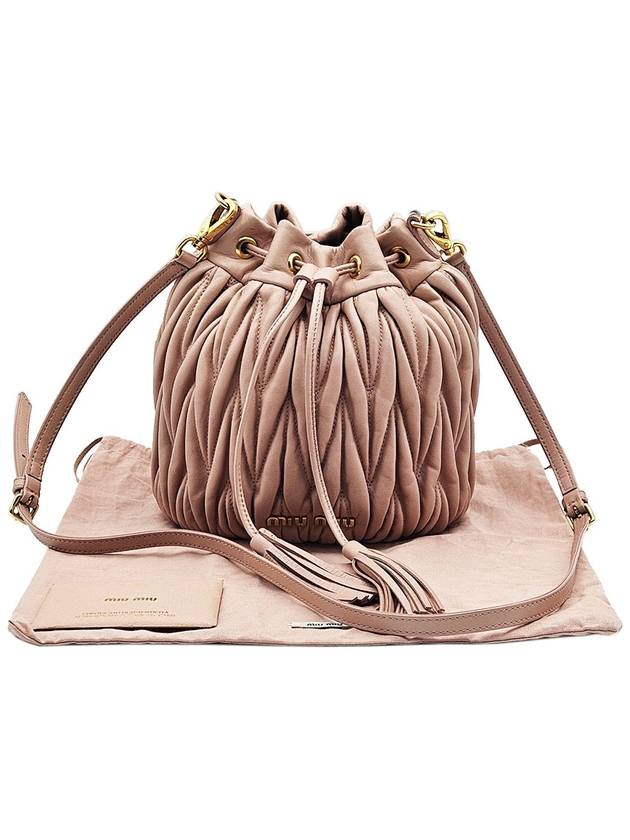 Miu 5BE014 Pink Matelasse Leather Bucket Bag - MIU MIU - BALAAN 2