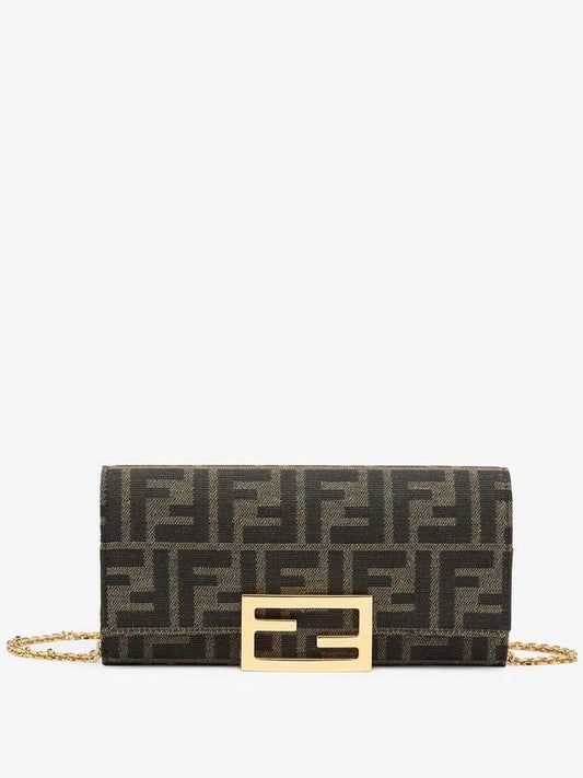 Fabric Chain Long Wallet Brown - FENDI - BALAAN 2