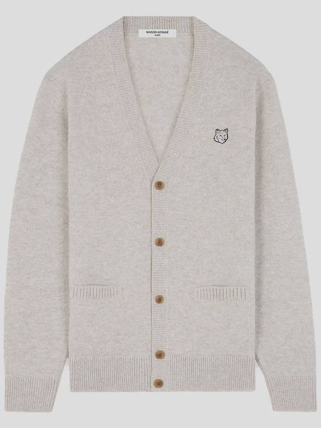 Bold Fox Head Patch Regular Lambswool Cardigan Light Grey - MAISON KITSUNE - BALAAN 2