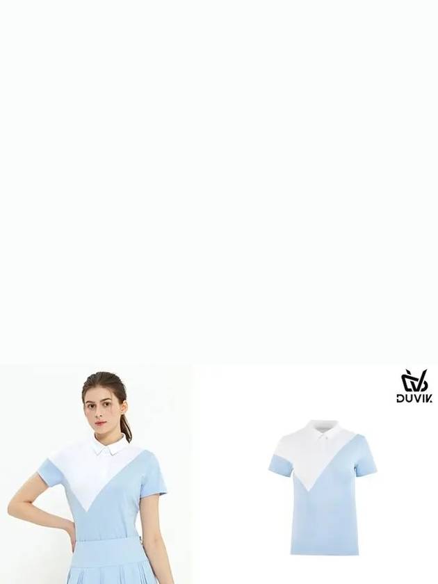 cotton block color scheme Y-collar short-sleeved T-shirt DD2WTS103BL - DUVIK - BALAAN 7