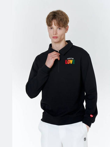 Golf Is Love Collar Half Zip Up Black - GOXO - BALAAN 1