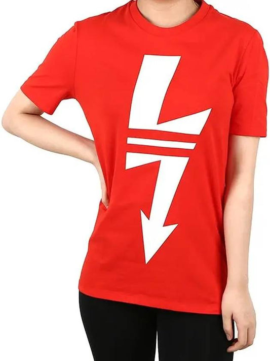 Big Lightning Short Sleeve TShirt Red Woman PBJT478A - NEIL BARRETT - BALAAN 2