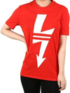 Women s Big Lightning Short Sleeve T Shirt Red PBJT478A - NEIL BARRETT - BALAAN 2