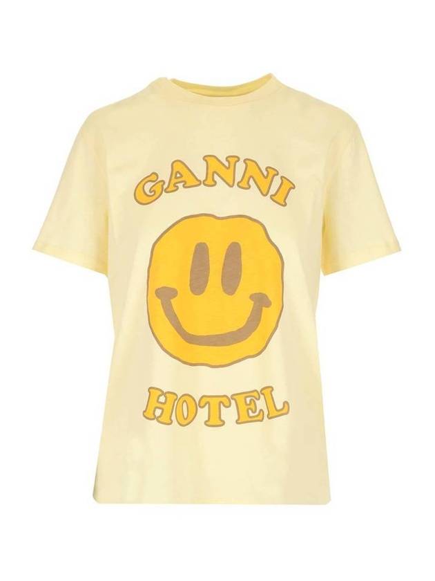 Women's Smile Short Sleeve T-Shirt Yellow - GANNI - BALAAN 1