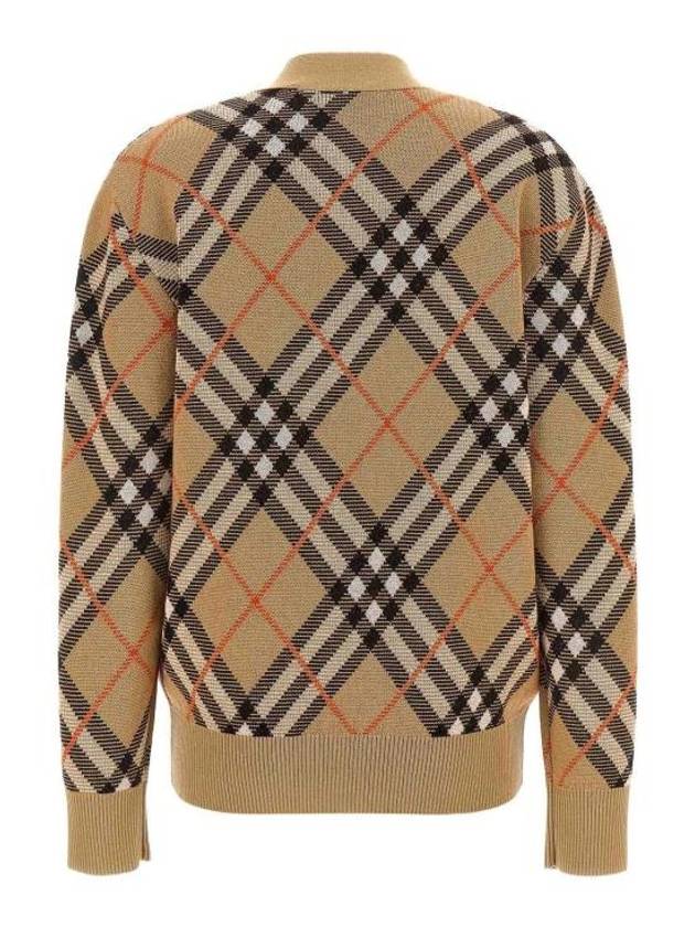 Check Wool Blend Cardigan Beige - BURBERRY - BALAAN 3