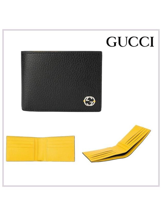 GG Interlocking Two Tone Half Wallet Black Yellow - GUCCI - BALAAN 2