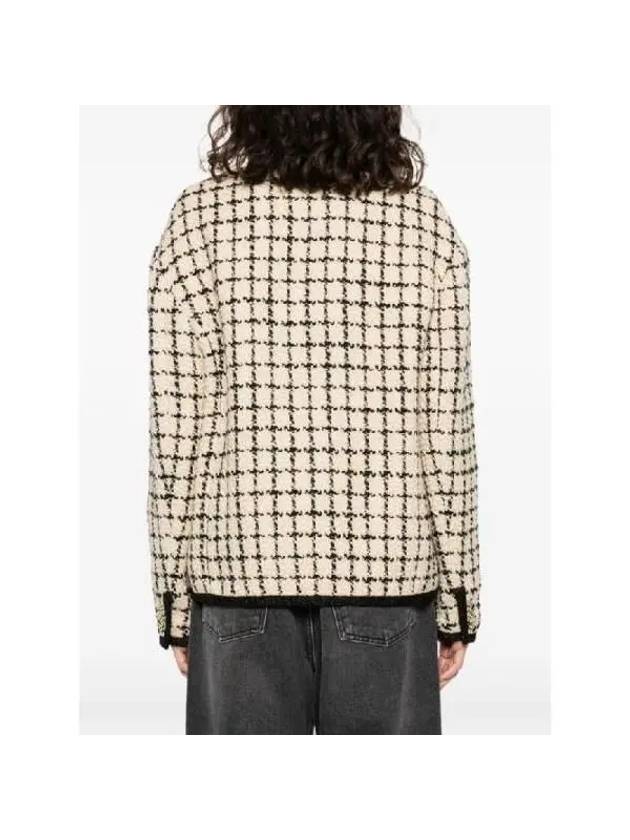 Single Breasted Check Lame Jacket Ivory - MIU MIU - BALAAN 5