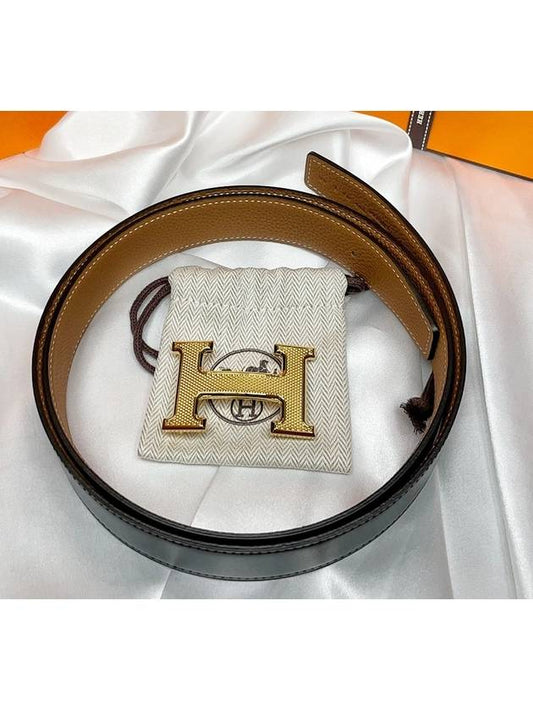 H Buckle Reversible 32mm Leather Noir Gold - HERMES - BALAAN 2