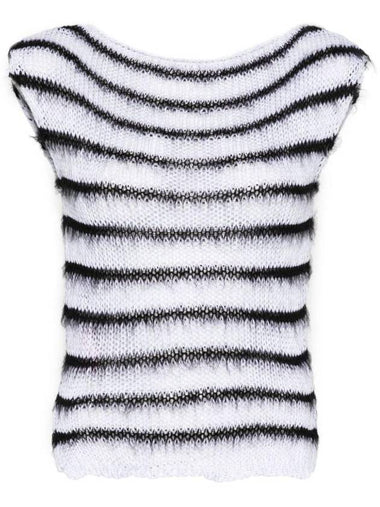 Striped Sleeveless Knit Top White - MARNI - BALAAN 1