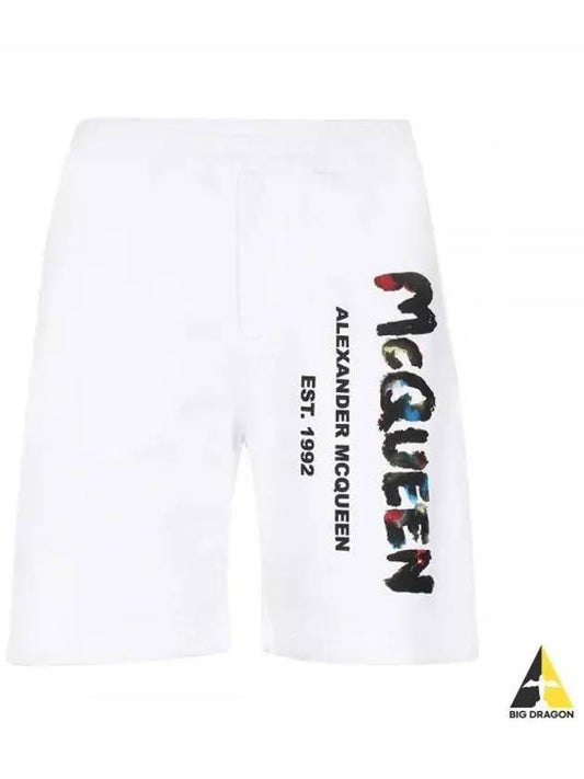 Men's Graffiti Logo Shorts White - ALEXANDER MCQUEEN - BALAAN 2