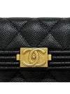 Boy  Flap Card Holder Grained Calfskin Gold Black - CHANEL - BALAAN 4