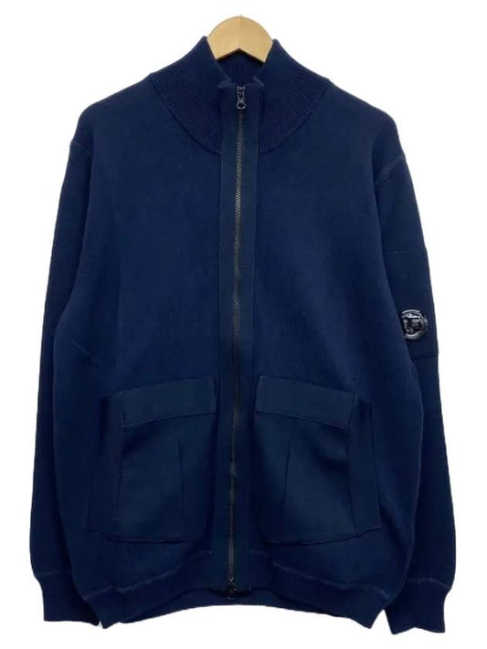 Lens Patch Pocket Knit Zip-Up Jacket Navy - CP COMPANY - BALAAN 2