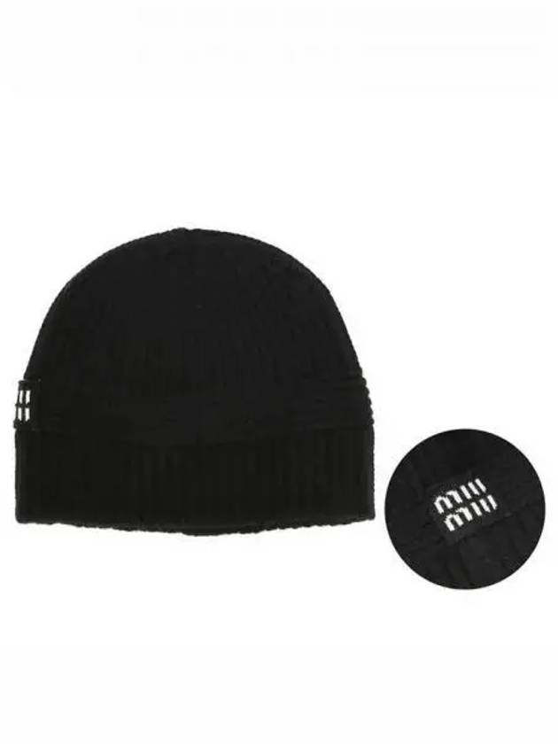 Cashmere Wool Beanie Black - MIU MIU - BALAAN 2