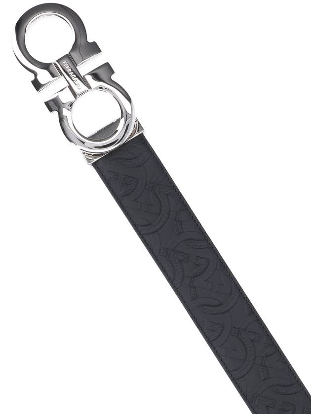 Gancini Reversible Leather Belt Black - SALVATORE FERRAGAMO - BALAAN 4