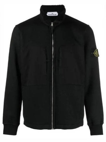 Wappen Patch Cotton Zip Up Jacket Black - STONE ISLAND - BALAAN 1