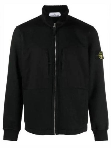 Wappen Patch Cotton Zip Up Jacket Black - STONE ISLAND - BALAAN 1