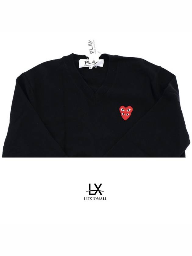 Double heart wappen wool Vneck knit - COMME DES GARCONS - BALAAN 4