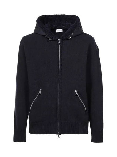 Logo Wool Hooded Zip Up Navy 9B000 16 M1115 778 - MONCLER - BALAAN 1