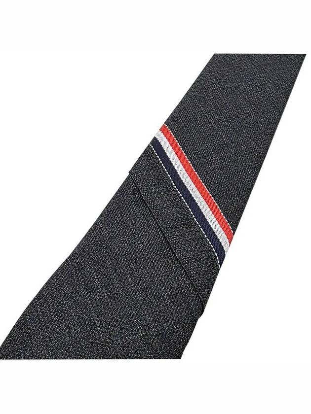 Three Stripes Classic RWB Selvage Super 120 Count Wool Tie Dark Grey - THOM BROWNE - BALAAN 3